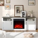 Meuble tv de 147 cm avec cheminée Électrique de 18 pouces, flamme ajustable, télécommande et minuterie ... Meuble tv de 147 cm avec cheminée Électrique de 18 pouces, flamme ajustable, télécommande et minuterie ...