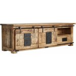 Massivmoebel24 - meuble tv 160x45 manguier laqu� bois naturel railway 101