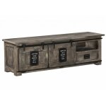 Massivmoebel24 - meuble tv 160x45 manguier laqu� gris railway 201