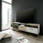 Toscohome - meuble tv 163 cm avec portes battantes en ch�ne et gris - orlando 5