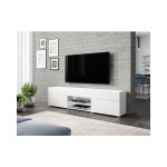 Bratex - meuble tv 180 cm carrera, meuble tv avec �clairage led, blanc / blanc brillant