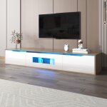 Meuble tv 180 cm, avec �clairage led � changement de couleur, portes pliantes, laqu� meuble tv suspendu, ...