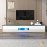 Tanant ? meuble tv 180 cm bicolore avec �clairage led 16 couleurs ? 3 portes ? finition haute brillance ...