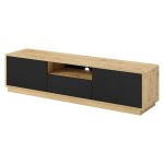 Meublorama - meuble tv 180cm collection villa. couleur chêne et noir mat Meublorama - meuble tv 180cm collection villa. couleur chêne et noir mat