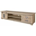 Massivmoebel24 - meuble tv 180x55 manguier laqu� blanchi railway 345