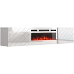 Bb - loisir - meuble tv 183x38x35 cm blanc brillant / blanc mat rota avec cheminée intégrée blanche meuble ... Bb - loisir - meuble tv 183x38x35 cm blanc brillant / blanc mat rota avec cheminée intégrée blanche meuble ...