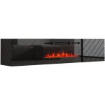 Bb - loisir - meuble tv 183x38x35 cm noir brillant / noir mat rota avec cheminée intégrée noire meuble ... Bb - loisir - meuble tv 183x38x35 cm noir brillant / noir mat rota avec cheminée intégrée noire meuble ...