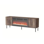 Bb - loisir - meuble tv 190x69x40 cm couleur noix noco avec chemine intgre noir meuble hi - fi