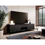 Bb - loisir - meuble tv 195x48x40 cm effet marbre noir mamor meuble hi - fi luxueux sideboeard sur pied ...