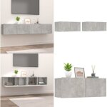 Vidaxl - meubles tv 2 pcs gris bton 80x30x30 cm bois d'ingnierie - meuble tv - meuble tlviseur - ...