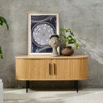 Meuble tv 2 portes 120x40x56 cm plaqu chne naturel - skyra