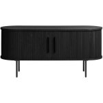 Meuble tv 2 portes aux angles arrondis en bois et mtal l120cm - noir - alicia