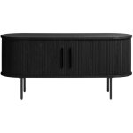 Meuble tv 2 portes aux angles arrondis en bois et m�tal l120cm - noir - alicia