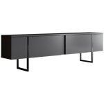 Meuble tv moderne 2 portes battantes en bois et pieds en acier taky 180cm - couleur gris anthracite Meuble tv moderne 2 portes battantes en bois et pieds en acier taky 180cm - couleur gris anthracite