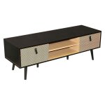 Meuble tv chelsea avec motifs - bois clair et noir - 120 x 40 x h 40 cm - livraison gratuite