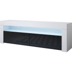 Muebles bonitos - meuble tv 2 portes meuble tv de salon avec led 140x50x35cm modèle aker blanc et noir ... Muebles bonitos - meuble tv 2 portes meuble tv de salon avec led 140x50x35cm modèle aker blanc et noir ...