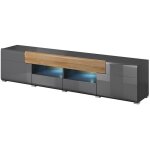 Meuble tv 210cm collection ohio. coloris gris anthracite et ch�ne