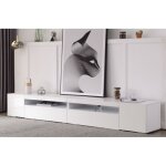 Wishdor ? meuble tv 240 cm blanc avec �clairage led variable ? mdf ? 2 portes et 2 tiroirs ? pour salon ...