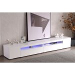 Modernluxe ? meuble tv 240 cm mdf avec led 16 couleurs ? banc tv moderne avec 4 portes et 2 �tag�res ...