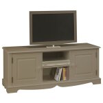 Beaux meubles pas chers - meuble tv 60 pouces style anglais taupe 2 portes 2 niches 142. 4 x 55. 5 x ...