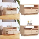 Vidaxl - meuble tv 60x35x37 cm bois de pin massif - meubles tv - meuble tv - buffet bas - meuble rangement ...