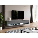 Furnix - meuble tv alyx 200 cm (2x100cm) lowboard moderne gris anthracite Furnix - meuble tv alyx 200 cm (2x100cm) lowboard moderne gris anthracite