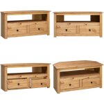 Meuble tv d'angle 93x49x49 cm pin solide assortiment panama - meuble tv - meuble d'angle - pin massif ...