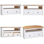 Vidaxl - meuble tv d'angle blanc 93x49x49 cm pin assortiment panama - meubles tv - meuble tv angle - ...