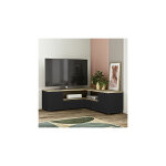 Meuble tv d'angle 130x130x46 cm noir et chne - squar