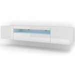 Salone srl - meuble tv aura 200x37x42h cm led inclus meuble suspendu ou au sol avec pieds corps: blanc ... Salone srl - meuble tv aura 200x37x42h cm led inclus meuble suspendu ou au sol avec pieds corps: blanc ...