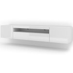 Salone srl - meuble tv aura 200x37x42h cm meuble suspendu ou au sol avec pieds corps: blanc mat, faades: ...