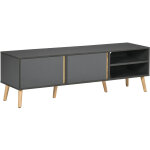 Homcom ? meuble tv scandinave 150l x 35l x 45h cm ? 2 portes et 2 niches ? panneaux de particules gris ...