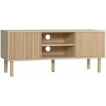 Homcom - meuble tv banc tv design urban craft - 2 portes coulissantes, 2 niches - pitement cylindrique ...