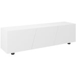 Homcom - meuble tv banc tv style contemporain 3 portes abattantes panneaux blanc laqu