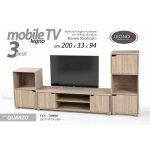 Meuble tv bas modulable en ch�ne blanchi cm 200 x 33 x 94 h