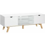Meuble tv bas sur pied style scandinave 2 portes 2 niches passe - fils panneaux particules mdf blanc ... Meuble tv bas sur pied style scandinave 2 portes 2 niches passe - fils panneaux particules mdf blanc ...