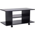 Homcom - meuble tv bas table basse a roulettes en panneaux de particules noir Homcom - meuble tv bas table basse a roulettes en panneaux de particules noir