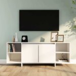 Meuble tv blanc 130x35x50 cm bois d'ing�nierie