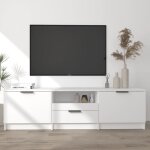 The living store - meuble tv blanc 140x35x40 cm bois d'ingnierie - meuble tv - meuble tlviseur - support ...