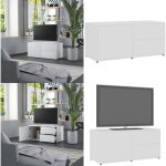 Vidaxl - meuble tv blanc 80x34x36 cm bois d'ing�nierie - meubles tv - meuble t�l�viseur - meuble blanc ...