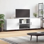 The living store meuble tv blanc brillant 150x30x50 cm bois d'ingnierie - meubles tv - meuble tlviseur ...