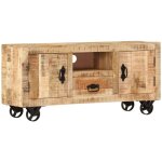 Doc&et - the living store meuble tv bois de manguier brut 110x30x50 cm - meuble tv - meuble industriel ...