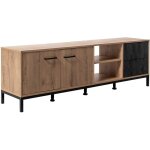 Meuble tv buffet coloris ch�ne dor� / effet marbre - longueur 180 x profondeur 40 x hauteur 50 cm