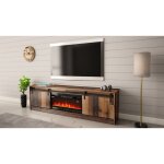Bim furniture ? meuble tv avec chemin�e �lectrique ? bois antique ? dimensions 200x35x57 cm ? puissance ...