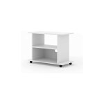 Bb - loisir - meuble tv commode tv yogi blanc 60x80x40cm (hxlxp) 2�tag�res avec roues design moderne ...