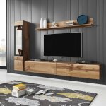 Meuble tv contemporain chne vieilli avec led - veronica