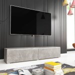 Deco in paris - meuble tv contemporain gris b�ton avec led 2 portes malorie - 180