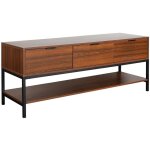 Sweeek - meuble tv décor noyer l130cm avec piètement et poignées en métal noir - 3 tiroirs et 1 étagère ... Sweeek - meuble tv décor noyer l130cm avec piètement et poignées en métal noir - 3 tiroirs et 1 étagère ...