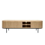 Miliboo - meuble tv design bois clair et m�tal noir avec rangements l180 cm skye