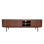 Miliboo - meuble tv design bois fonc noyer et mtal noir avec rangements l180 cm skye